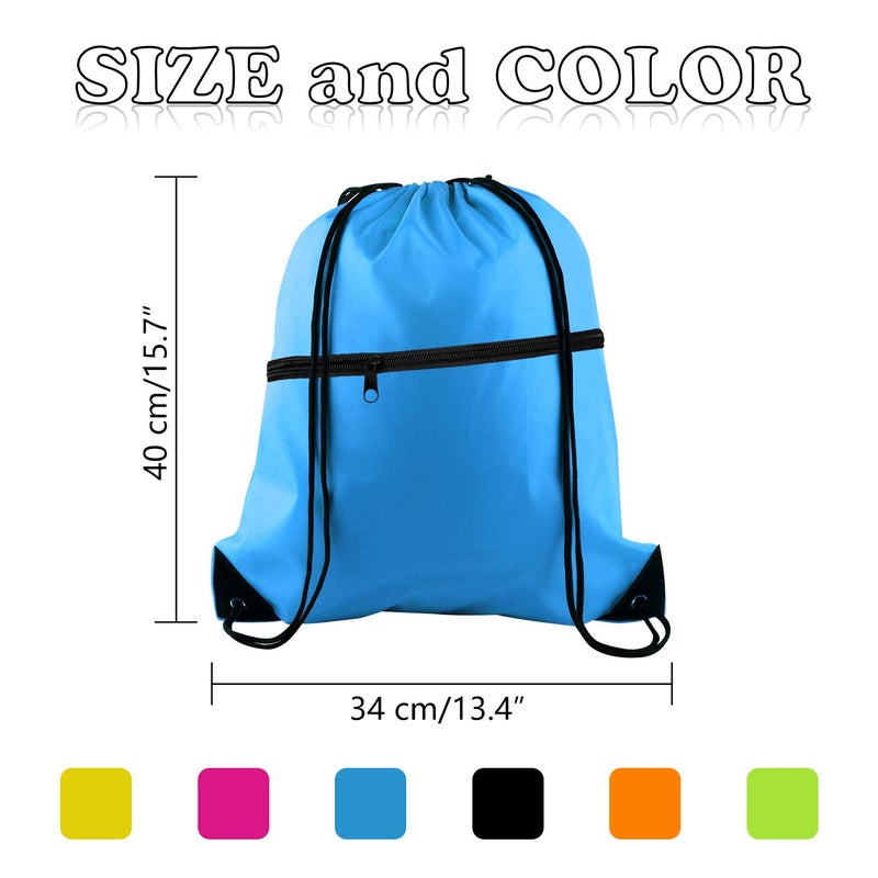 KUUQA 12Pcs Drawstring Bag Sports Gym String Backpack Bulk Cinch Bag Sackpack with Zipper for School Yoga Sport Gym Traveling - Image 2